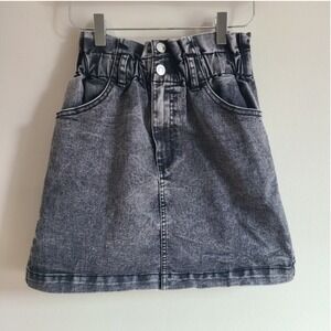 Dynamite Charcoal Wash Denim Paperbag Waist‎ Mini Skirt XS